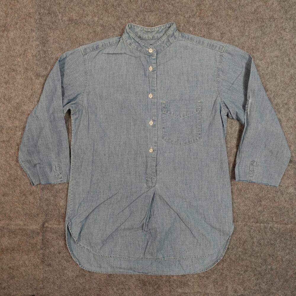 Ralph Lauren Top Womens XS? Half Button 3/4 Sleeve Chambray Shirt Western Denim